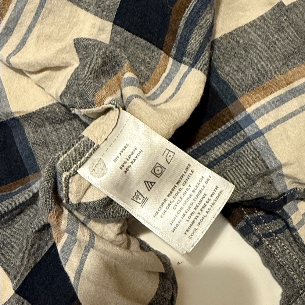 Pendleton Linen Blend Plaid Button Down Long Slee… - image 3